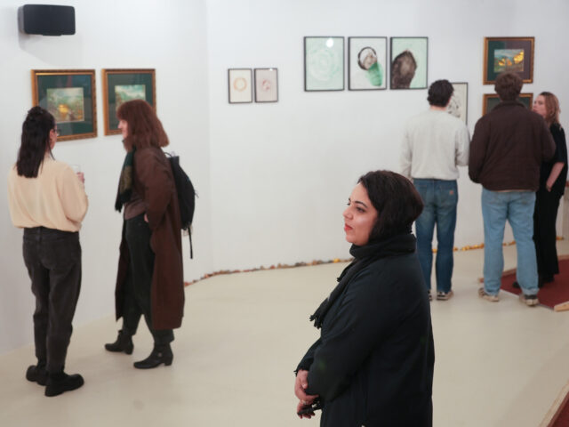 People standing in a spacious gallery at The Lab at Oaklands Rise