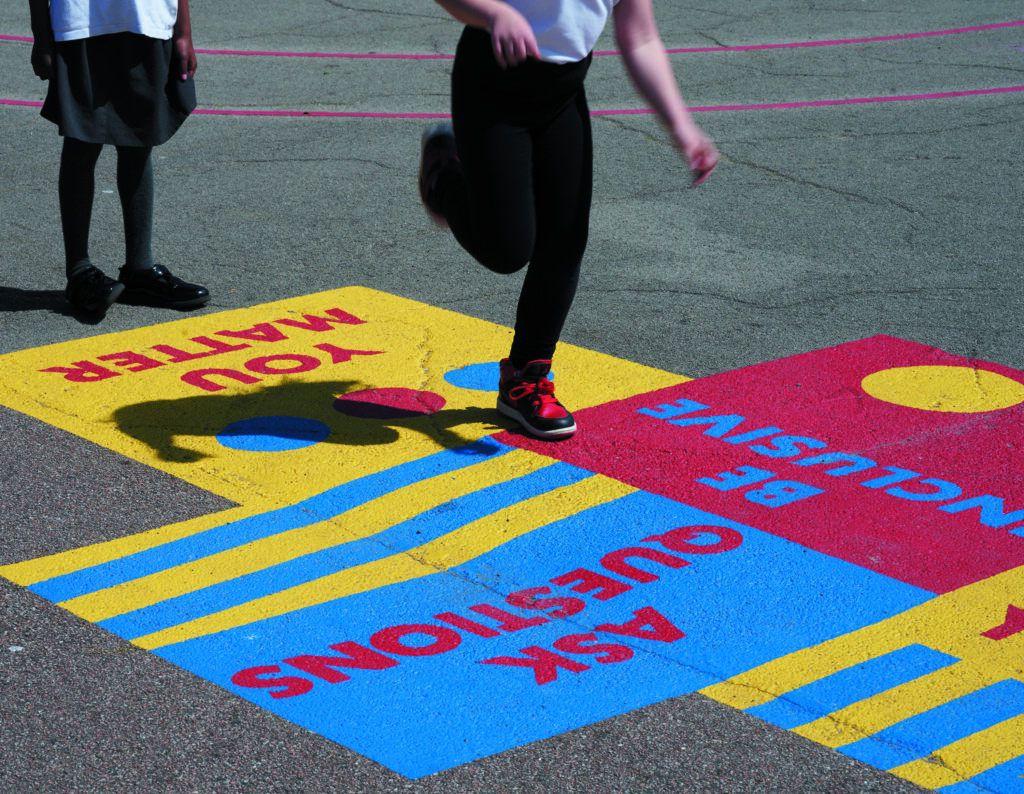 Kids playing hopscotch