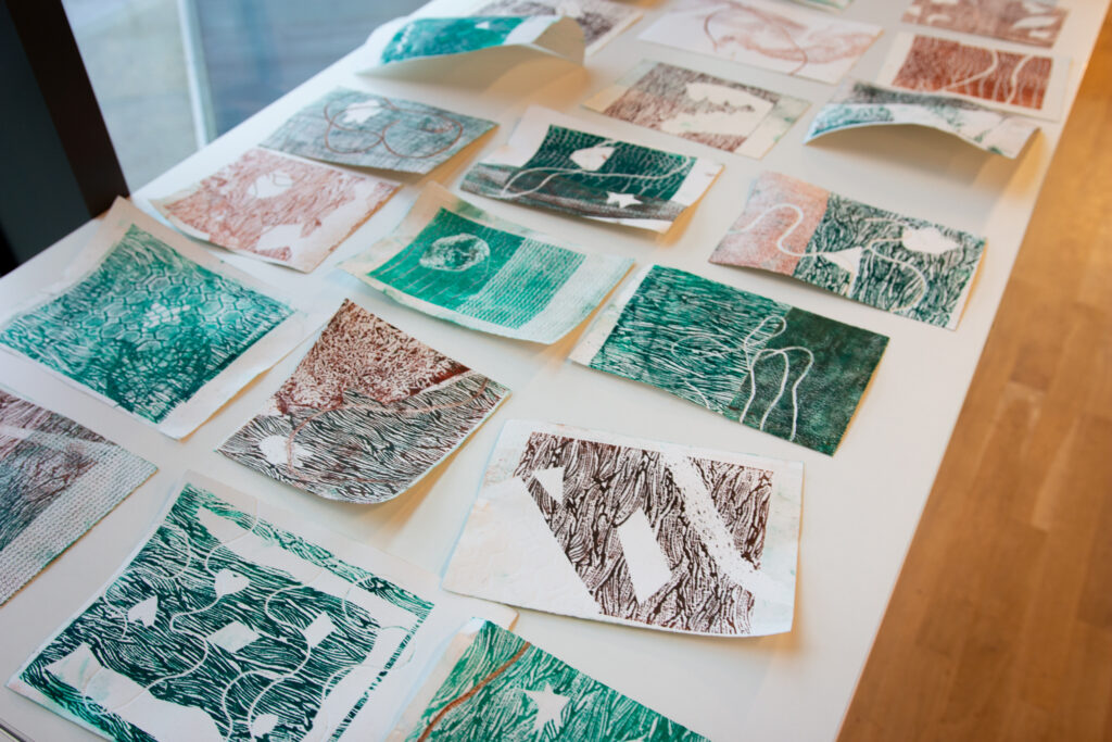 green prints on a table